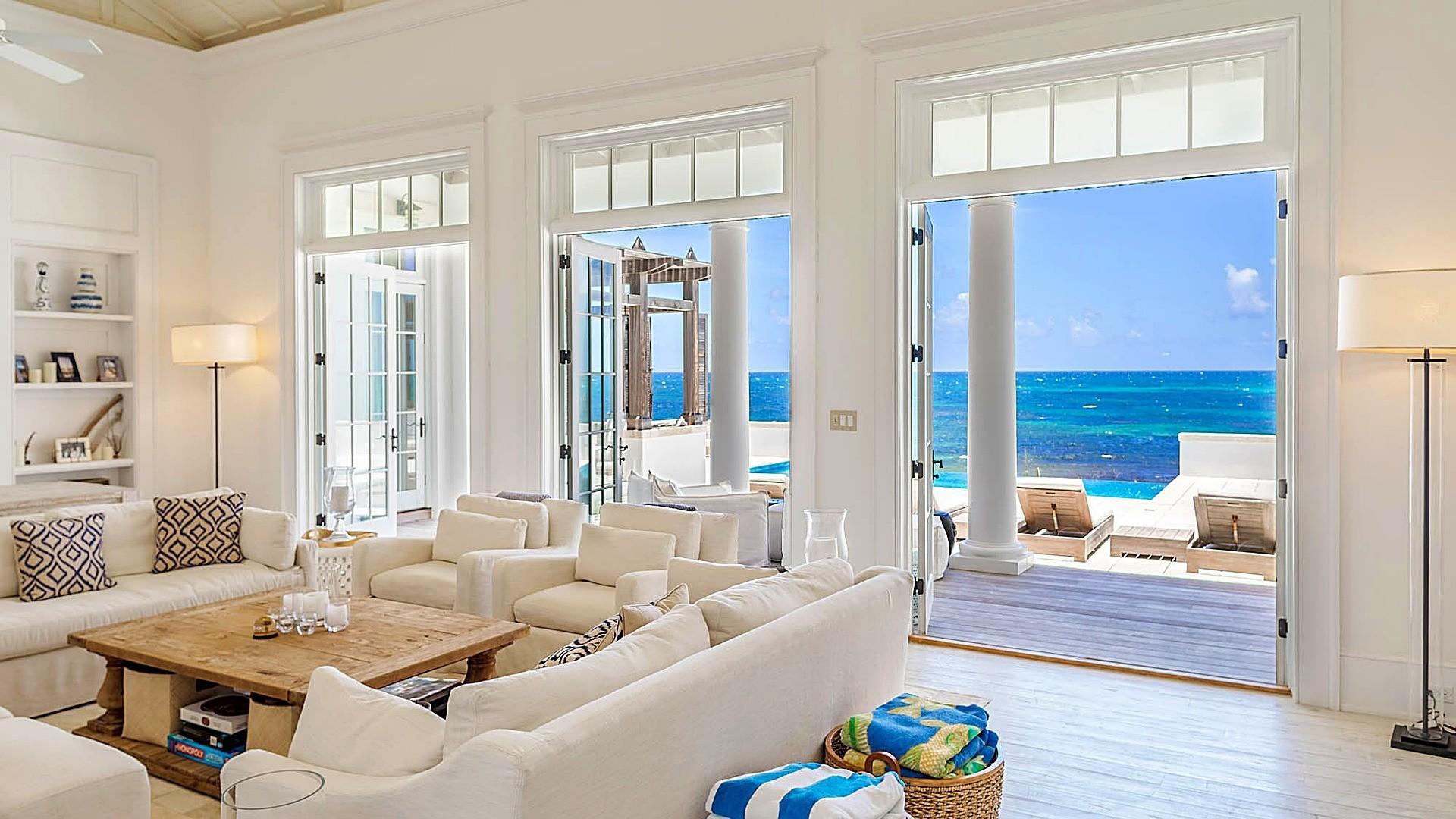 Living room ocean doors